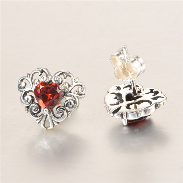 Srebrne kolczyki w kształcie serca - eleganckie biżuteria ślubna dla kobiet - ER1055 - Wianko - 2