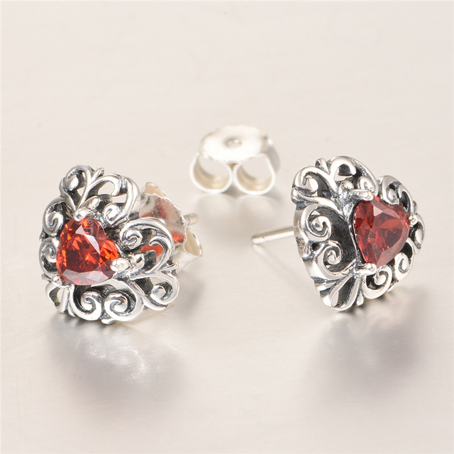 Srebrne kolczyki w kształcie serca - eleganckie biżuteria ślubna dla kobiet - ER1055 - Wianko - 3