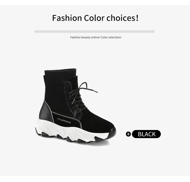 2020 Damskie buty zimowe wysokiej jakości z czarnym zaokrąglonym czubkiem - Wianko - 5