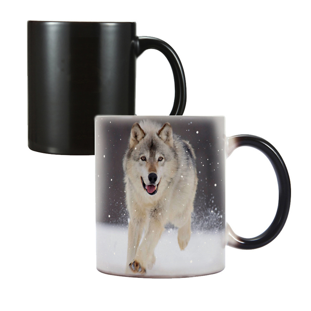 Kubek King Wolf Ceramic Heat Sensitive Color Changing 350ml Coffee Tea Surprise Gift Cup - Wianko - 2