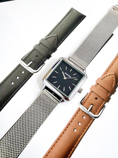 Srebrny kwadratowy wąski zegarek damski, wodoodporna stal nierdzewna, siatkowa opaska, kwarcowy mechanizm, niebieska tarcza - Wianko - 7