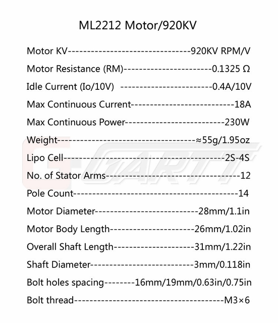 Bezszczotkowy silnik GARTT ML2212 920KV 230W/18A 2S-4S o dużej mocy i wysokiej szybkości dla FPV QuadCopter F450/X525 Multirotor Drone - Wianko - 1