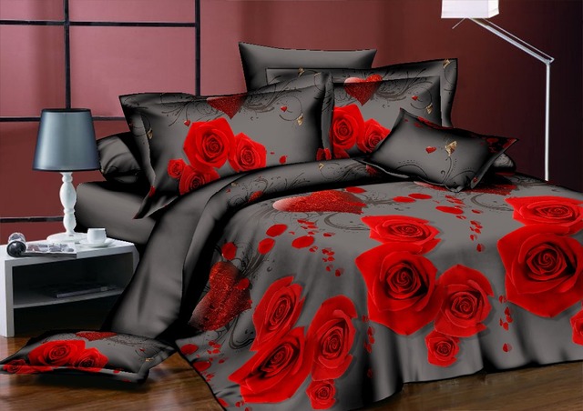 Zestaw pościeli 3D - luksusowy pozostwowy kwiat róży King Sheet - pościel i poszewki na łóżko dla dorosłych - wysoka jakość - Wianko - 18