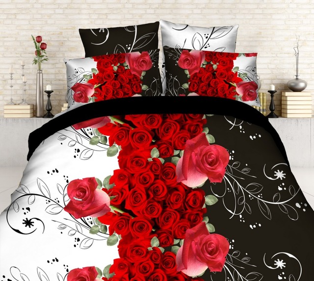 Zestaw pościeli 3D - luksusowy pozostwowy kwiat róży King Sheet - pościel i poszewki na łóżko dla dorosłych - wysoka jakość - Wianko - 10