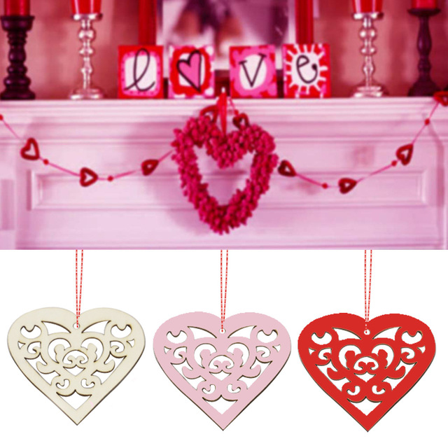10 drewnianych ozdób w kształcie serca - wiszące tagi Love Heart do dekoracji na Walentynki i śluby - Wianko - 3