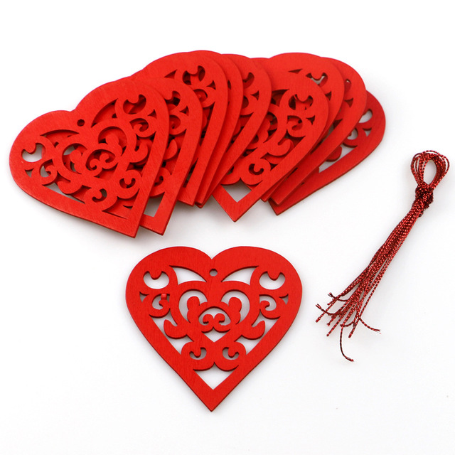 10 drewnianych ozdób w kształcie serca - wiszące tagi Love Heart do dekoracji na Walentynki i śluby - Wianko - 13