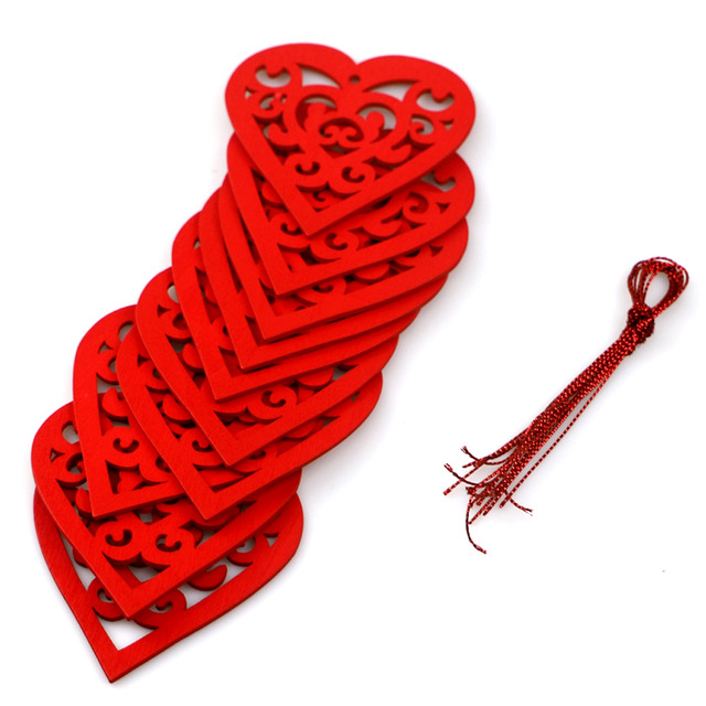 10 drewnianych ozdób w kształcie serca - wiszące tagi Love Heart do dekoracji na Walentynki i śluby - Wianko - 14