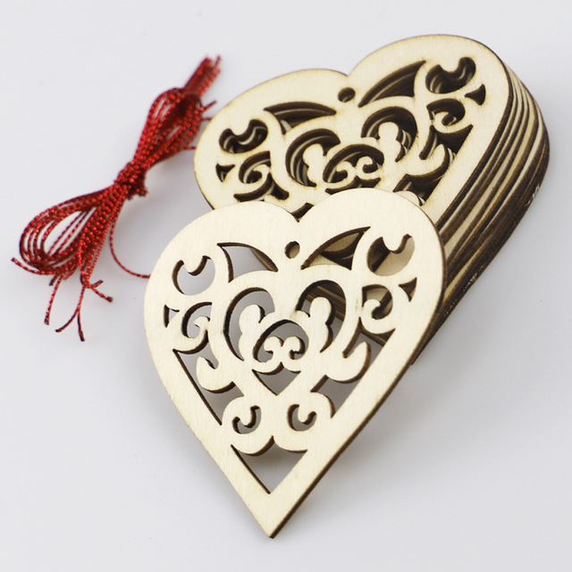 10 drewnianych ozdób w kształcie serca - wiszące tagi Love Heart do dekoracji na Walentynki i śluby - Wianko - 15