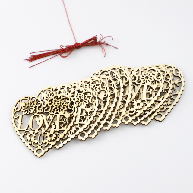 10 drewnianych ozdób w kształcie serca - wiszące tagi Love Heart do dekoracji na Walentynki i śluby - Wianko - 9