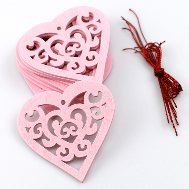 10 drewnianych ozdób w kształcie serca - wiszące tagi Love Heart do dekoracji na Walentynki i śluby - Wianko - 18