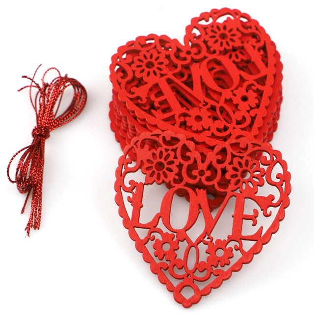 10 drewnianych ozdób w kształcie serca - wiszące tagi Love Heart do dekoracji na Walentynki i śluby - Wianko - 6