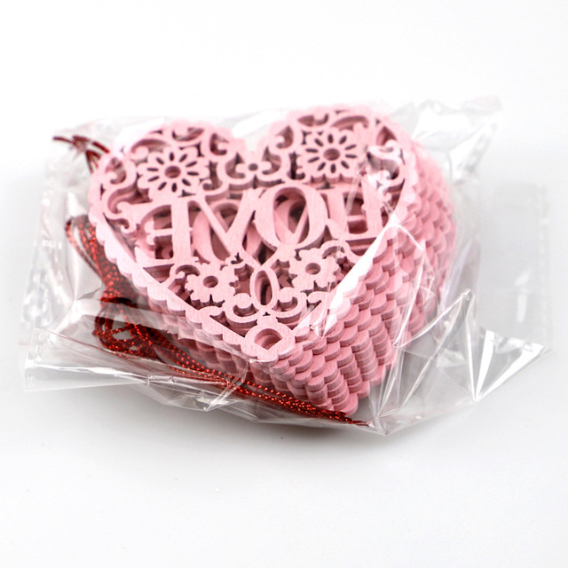 10 drewnianych ozdób w kształcie serca - wiszące tagi Love Heart do dekoracji na Walentynki i śluby - Wianko - 12