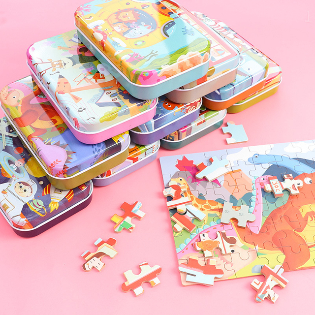Drewniane puzzle Montessori, 60 sztuk, dla dzieci 2-4 lata, gra edukacyjna - Wianko - 7