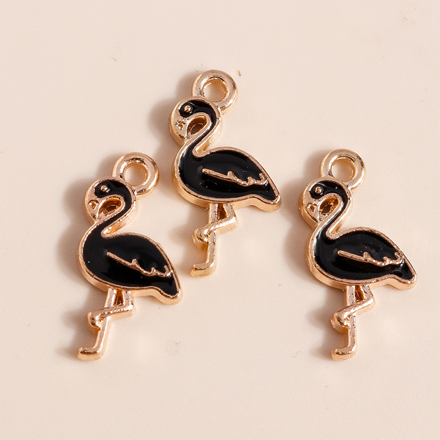 Flamingo Charms emaliowane, 10 sztuk 17*8mm do tworzenia biżuterii - zawieszki dla naszyjników i kolczyki - Wianko - 6