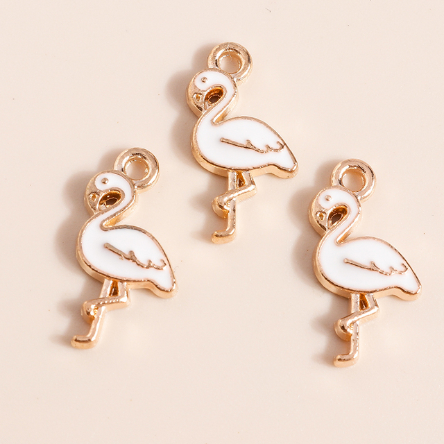 Flamingo Charms emaliowane, 10 sztuk 17*8mm do tworzenia biżuterii - zawieszki dla naszyjników i kolczyki - Wianko - 7