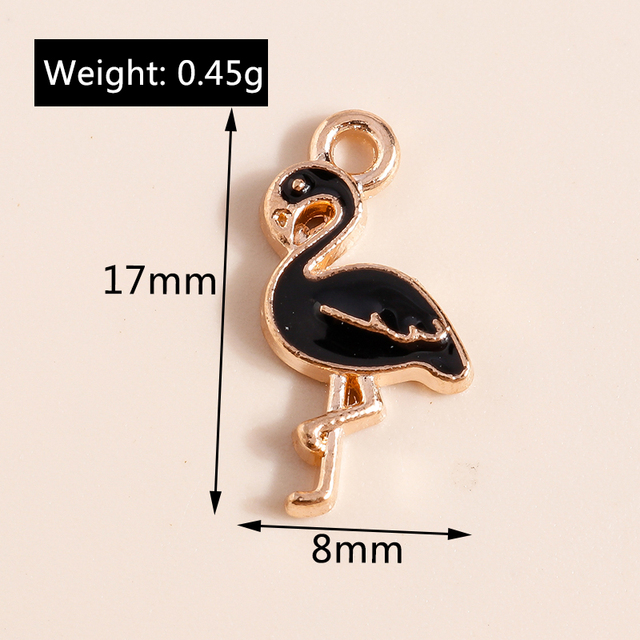 Flamingo Charms emaliowane, 10 sztuk 17*8mm do tworzenia biżuterii - zawieszki dla naszyjników i kolczyki - Wianko - 1