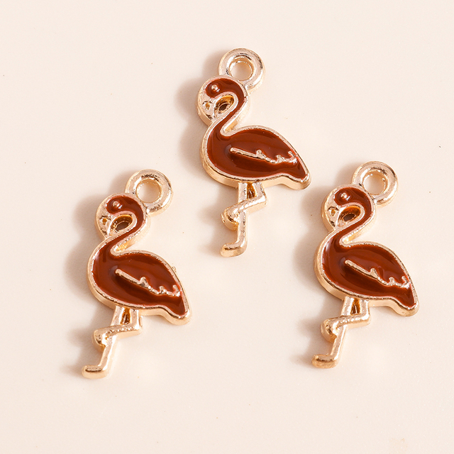Flamingo Charms emaliowane, 10 sztuk 17*8mm do tworzenia biżuterii - zawieszki dla naszyjników i kolczyki - Wianko - 4