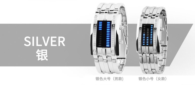 Zegarek męski Lava - wodoodporny 50m, dwurzędowy LED, stalowy pasek, elektroniczny sportowy zegarek - Wianko - 17