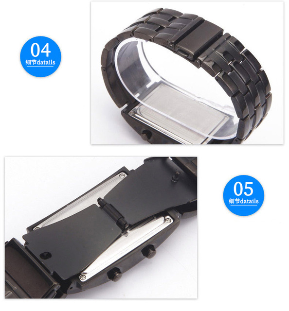 Zegarek męski Lava - wodoodporny 50m, dwurzędowy LED, stalowy pasek, elektroniczny sportowy zegarek - Wianko - 10
