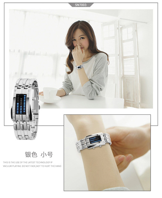 Zegarek męski Lava - wodoodporny 50m, dwurzędowy LED, stalowy pasek, elektroniczny sportowy zegarek - Wianko - 27