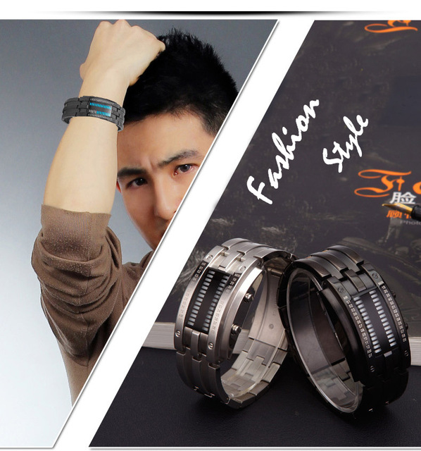 Zegarek męski Lava - wodoodporny 50m, dwurzędowy LED, stalowy pasek, elektroniczny sportowy zegarek - Wianko - 2
