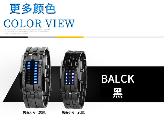 Zegarek męski Lava - wodoodporny 50m, dwurzędowy LED, stalowy pasek, elektroniczny sportowy zegarek - Wianko - 16