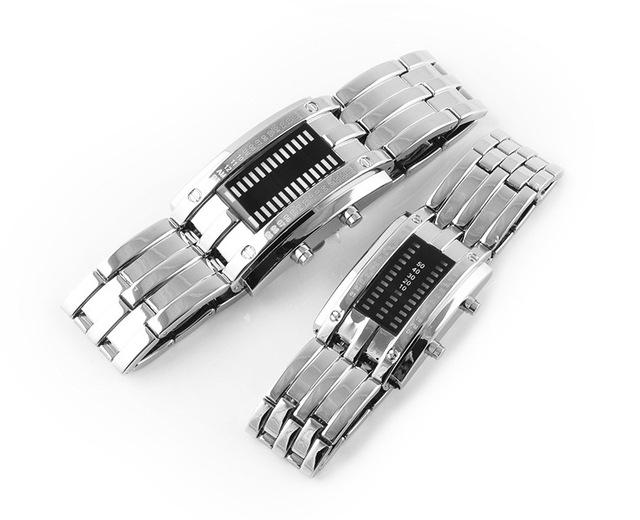 Zegarek męski Lava - wodoodporny 50m, dwurzędowy LED, stalowy pasek, elektroniczny sportowy zegarek - Wianko - 23