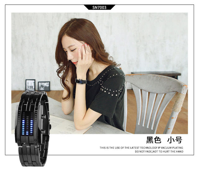 Zegarek męski Lava - wodoodporny 50m, dwurzędowy LED, stalowy pasek, elektroniczny sportowy zegarek - Wianko - 26