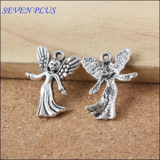 Wysokiej jakości Celebrytki - 20 części/partia 19mm * 24mm charmsy w stylu antycznego srebra z wizerunkiem anioła dziewczyny do tworzenia biżuterii - Wianko - 1