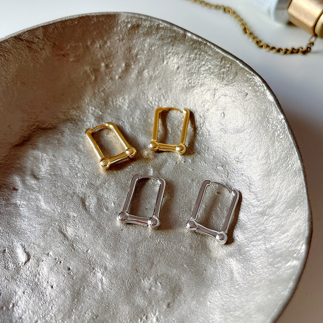 Kolczyki Huggie Square Ear Cuff ze srebra próby 925 dla kobiet i dziewcząt - minimalistyczny prezent ze srebra próby 925 - Wianko - 22
