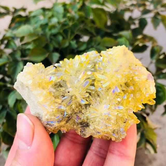 Naturalny kamień druzy z żółtą bryłą kryształową MOKAGY 30g-125g - idealny prezent ślubny - Wianko - 10