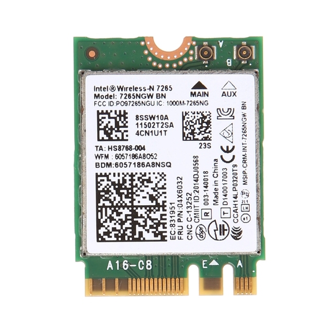 Bezprzewodowa karta sieciowa Intel wireless-n 7265NGW dwuzakresowa 2x2 z Bluetooth 4.0 - APR-19 - Wianko - 1