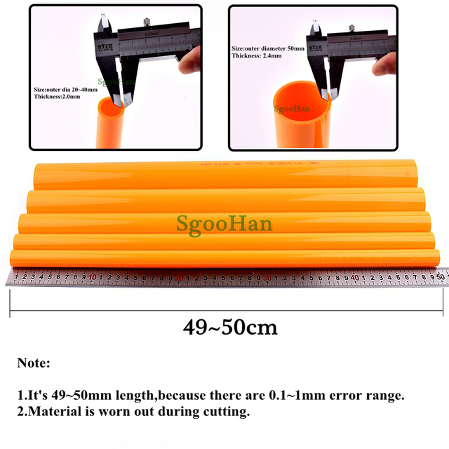 Pomarańczowy rura PVC akwarium do nawadniania ogrodu - zestaw 2 sztuk, średnica 20-50mm, długość 49-50cm - Wianko - 1