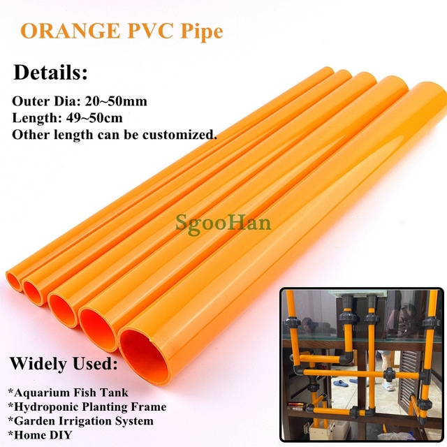 Pomarańczowy rura PVC akwarium do nawadniania ogrodu - zestaw 2 sztuk, średnica 20-50mm, długość 49-50cm - Wianko - 2