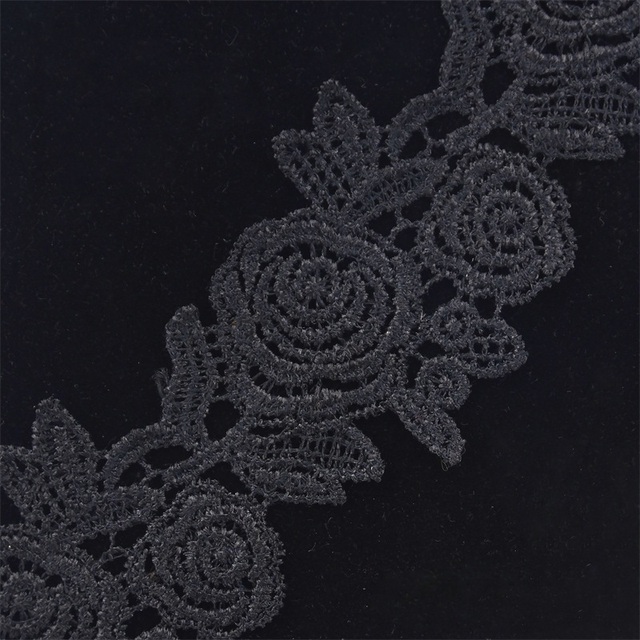 Koronka taśma czarna róża 100CM afrykańska tkanina ślubna DIY aplikacja haft dodatki krawieckie - Wianko - 26