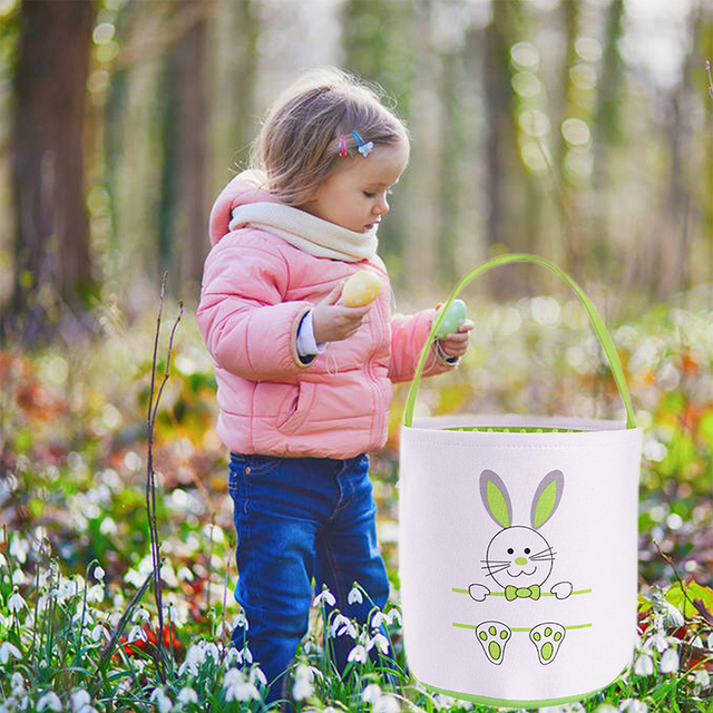 Wielkanocne kosze dla dzieci - wiadro z juty w kształcie królika ze wzorkami na uszkach - prezent na wielkanoc 2022 - Wianko - 9