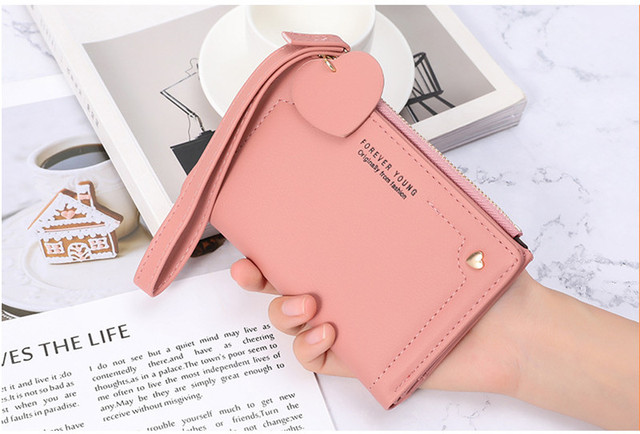 Skórzany portfel damski mini serce z miejscem na karty kredytowe i biznesowe, portfel minimalistyczny - Wianko - 12