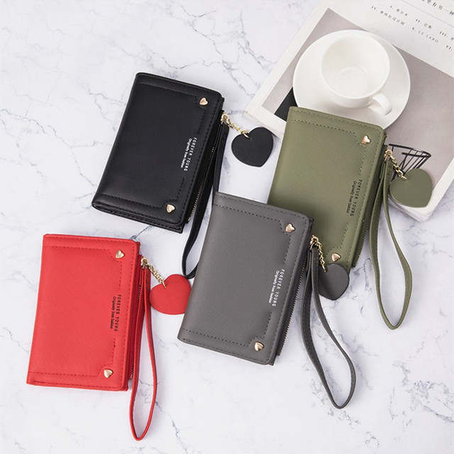 Skórzany portfel damski mini serce z miejscem na karty kredytowe i biznesowe, portfel minimalistyczny - Wianko - 8