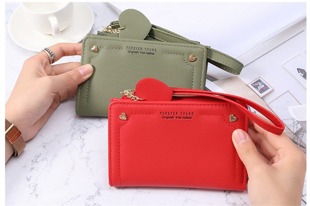 Skórzany portfel damski mini serce z miejscem na karty kredytowe i biznesowe, portfel minimalistyczny - Wianko - 17
