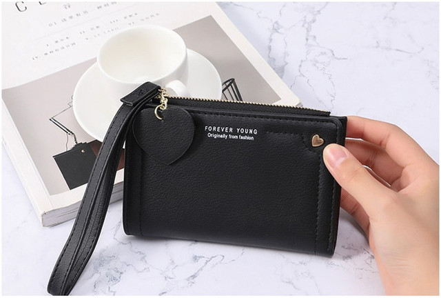 Skórzany portfel damski mini serce z miejscem na karty kredytowe i biznesowe, portfel minimalistyczny - Wianko - 13