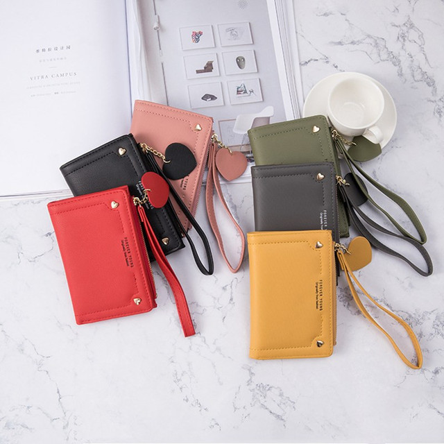 Skórzany portfel damski mini serce z miejscem na karty kredytowe i biznesowe, portfel minimalistyczny - Wianko - 9
