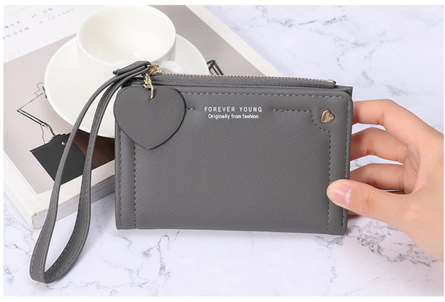 Skórzany portfel damski mini serce z miejscem na karty kredytowe i biznesowe, portfel minimalistyczny - Wianko - 16