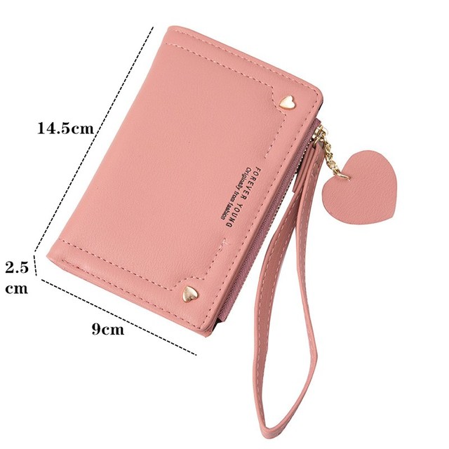 Skórzany portfel damski mini serce z miejscem na karty kredytowe i biznesowe, portfel minimalistyczny - Wianko - 6