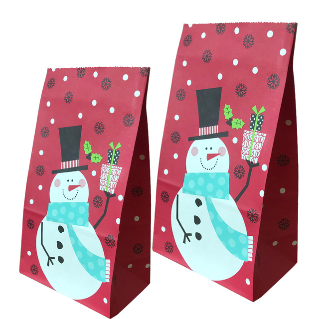 Torebki na cukierki świąteczne - 6 sztuk (Święty Mikołaj/Bałwan) - Kolorowe torby na prezenty 2021 - Noel - Zaopatrzenie firm w wesołe święta - Rzemiosło dekoracyjne - Świąteczna ozdoba - Wianko - 2