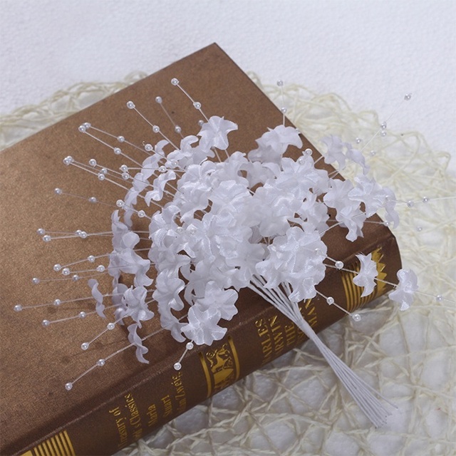 20 szt. białych wiązanek String Pearl Sticks - ręcznie zrobione bukiety ślubne z macierzystymi koralikami - Wianko - 9
