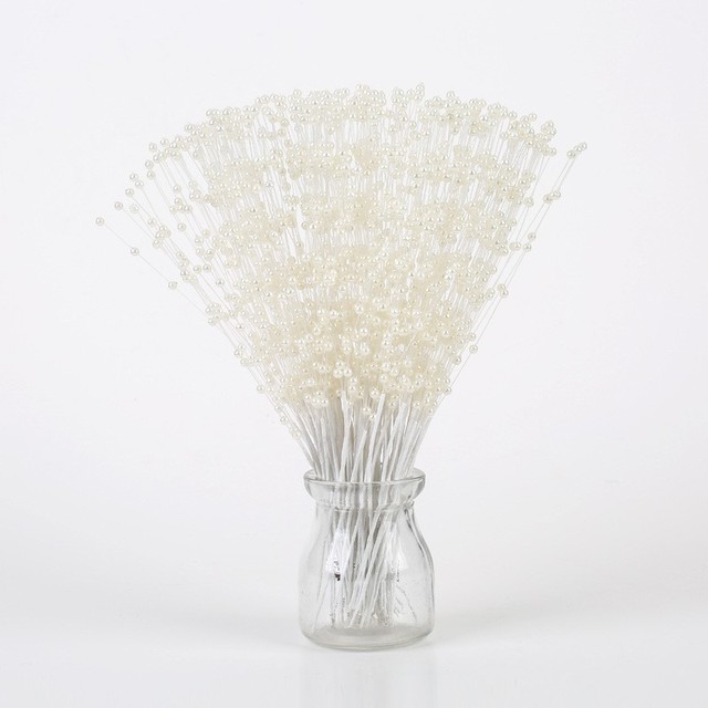 20 szt. białych wiązanek String Pearl Sticks - ręcznie zrobione bukiety ślubne z macierzystymi koralikami - Wianko - 6