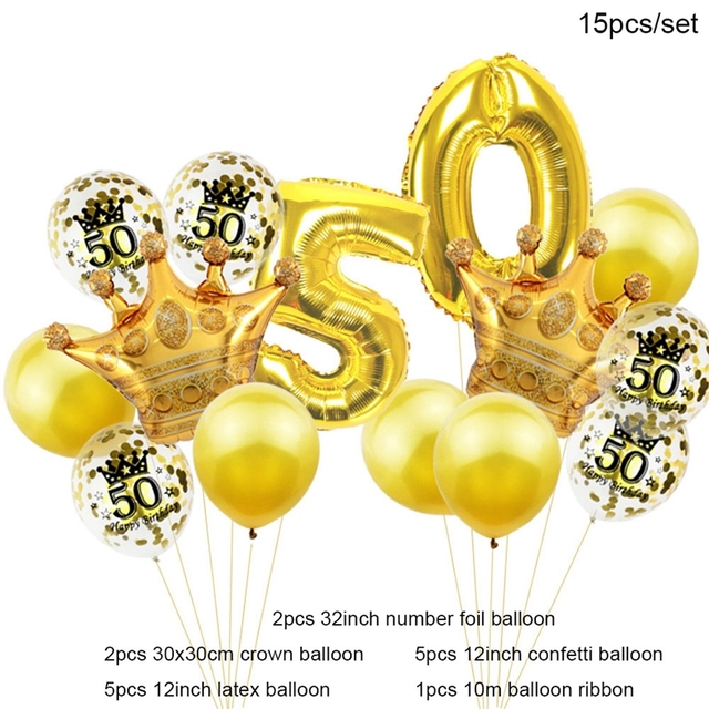 YORIWOO Balon z nadrukiem Happy Birthday 30th czarno-złoty 18-60 lat - Wianko - 22
