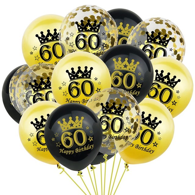 YORIWOO Balon z nadrukiem Happy Birthday 30th czarno-złoty 18-60 lat - Wianko - 11