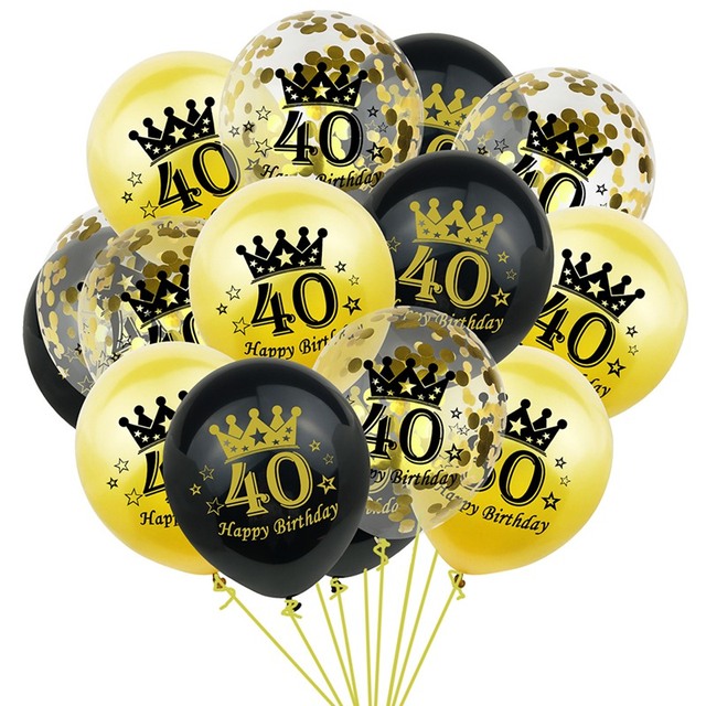 YORIWOO Balon z nadrukiem Happy Birthday 30th czarno-złoty 18-60 lat - Wianko - 9