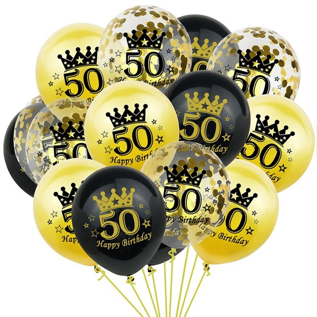 YORIWOO Balon z nadrukiem Happy Birthday 30th czarno-złoty 18-60 lat - Wianko - 10